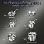 Cooks Standard Multi-Ply Clad Stainless Steel Pots and Pans Set, 10-pc