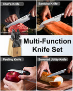 Cook N Home 15-Piece Bamboo Kitchen Cutlery Block Set