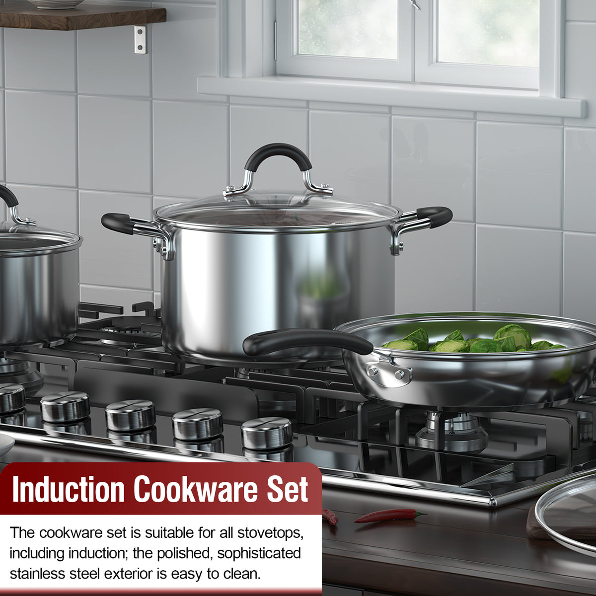 Cook N Home 2-Quart 18/10 Stainless Steel Saucepan with Stay-Cool Handle