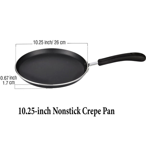 Cook N Home 10.25-Inch Nonstick Heavy Gauge Crepe Pancake Pan Griddle, 26cm, Black