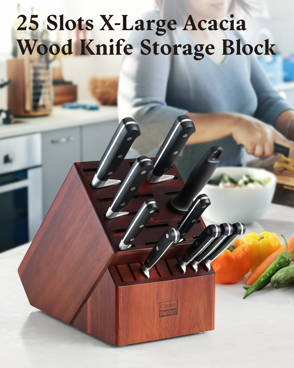 Cooks Standard X-Large 25-Slot Acacia Wood Knife Block