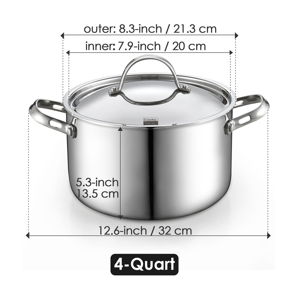 Cooks Standard Multi-Ply Clad 6 Quart Stainless Steel Stock Pot with Lid