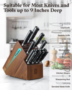 Cook N Home 20-Slot Acacia Wood Knife Storage Block