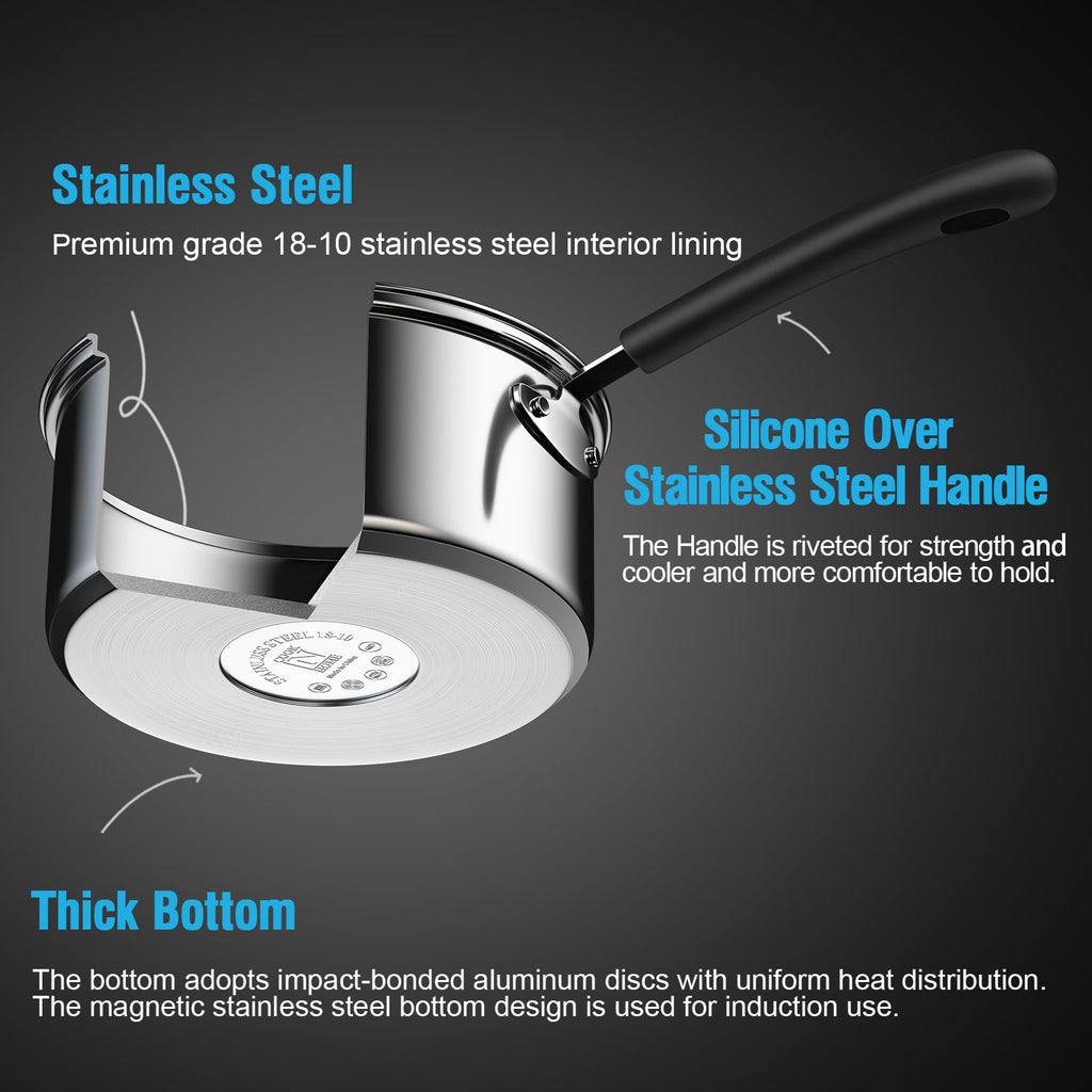 Cook N Home 2-Quart 18/10 Stainless Steel Saucepan with Stay-Cool Handle