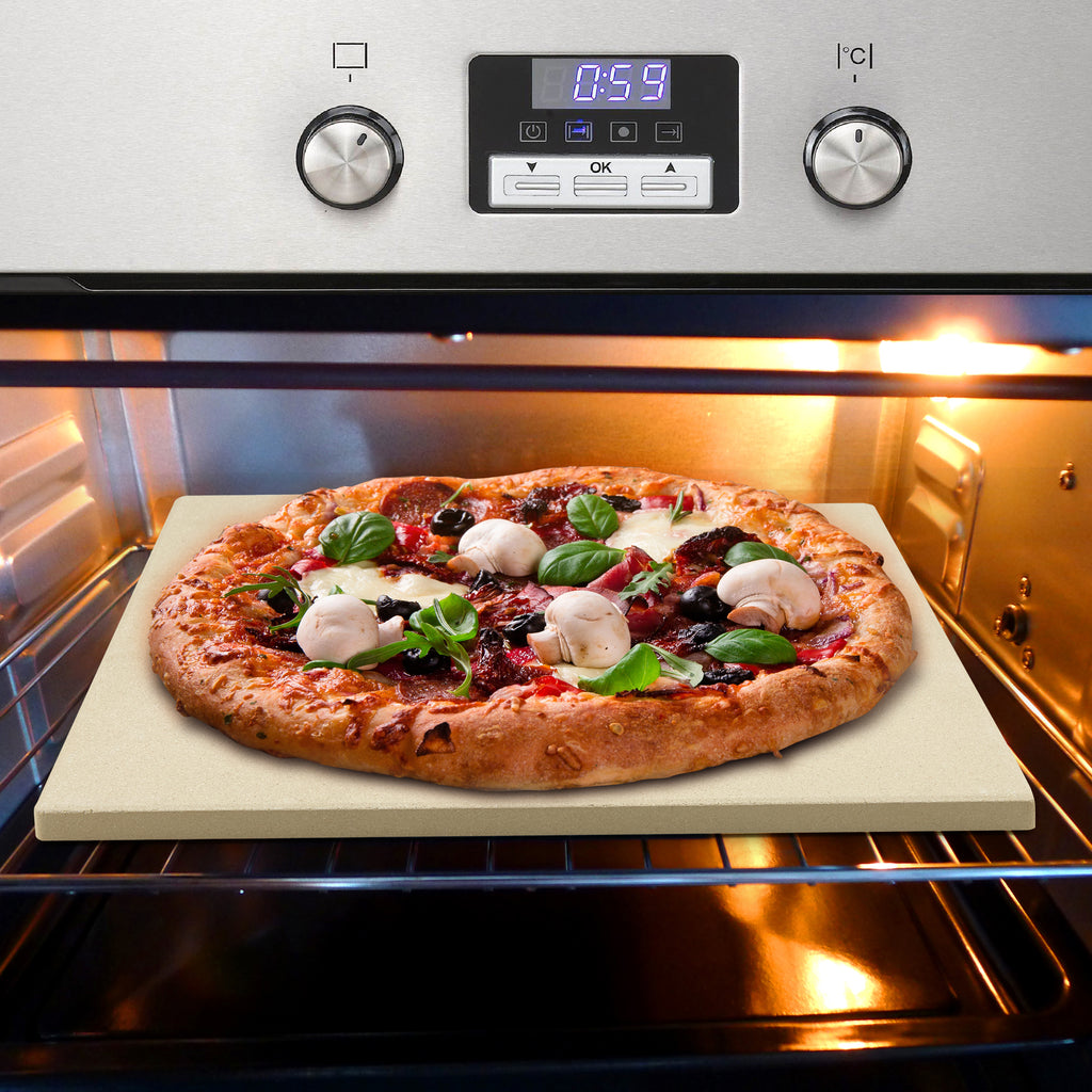 Cook N Home 7.5-Inch Square Cordierite Pizza Stone with Scraper