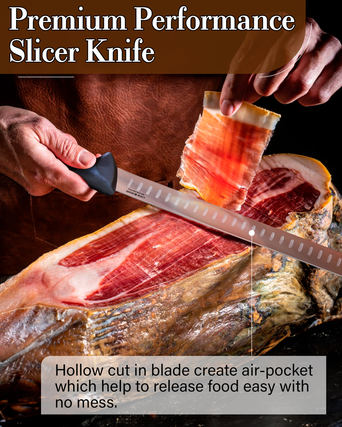 Cook N Home 11-Inch High Carbon Stainless Steel Slicing Carving Knife