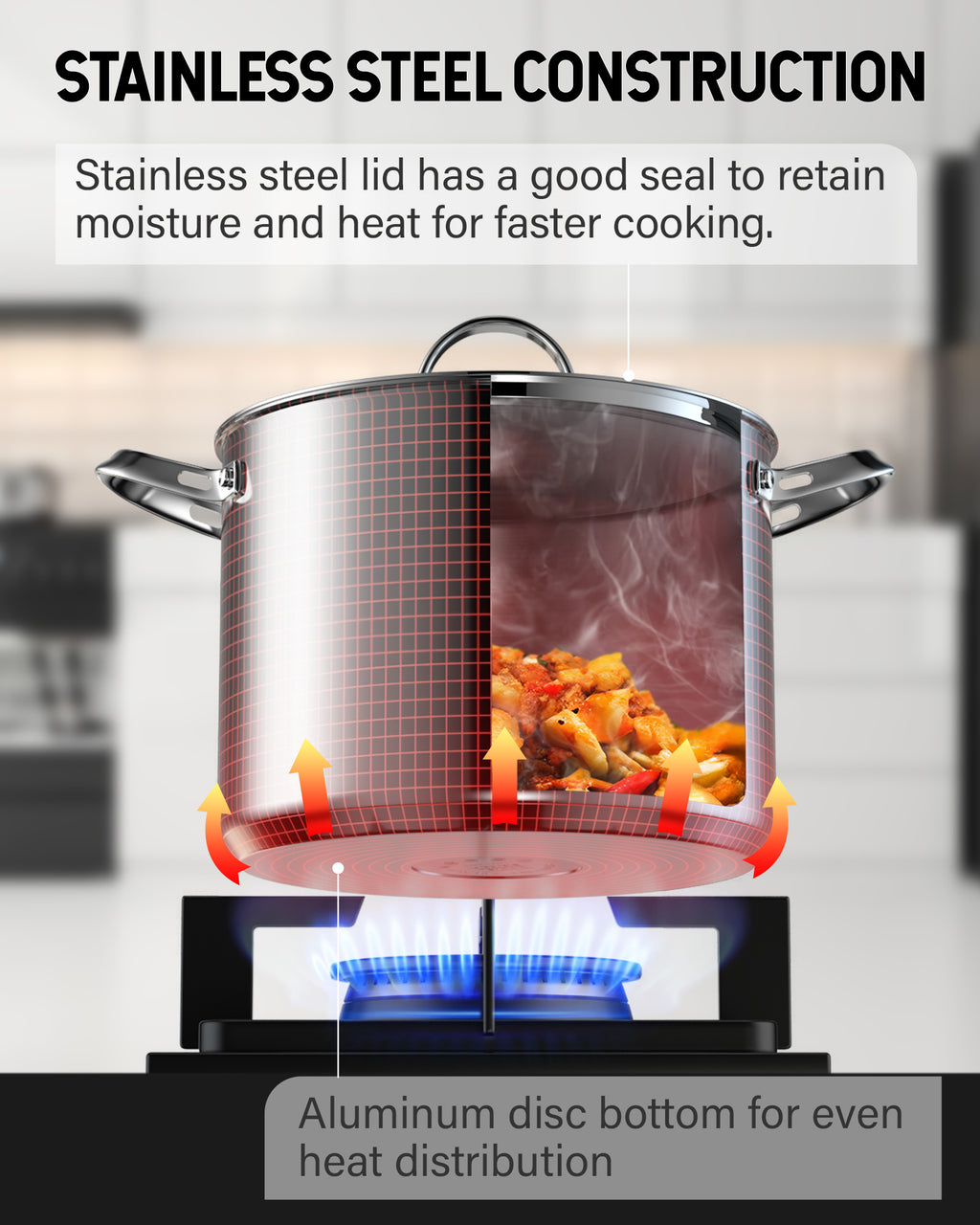 Cooks Standard 8-Quart 18/10 Stainless Steel Stockpot with Lid, Induction Compatible