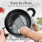 Cook N Home Basics Nonstick Saute Skillet Fry Pan 3-Piece Set, 8 inch/9.5-Inch/11-inch Non-Stick Frying Pans, Black