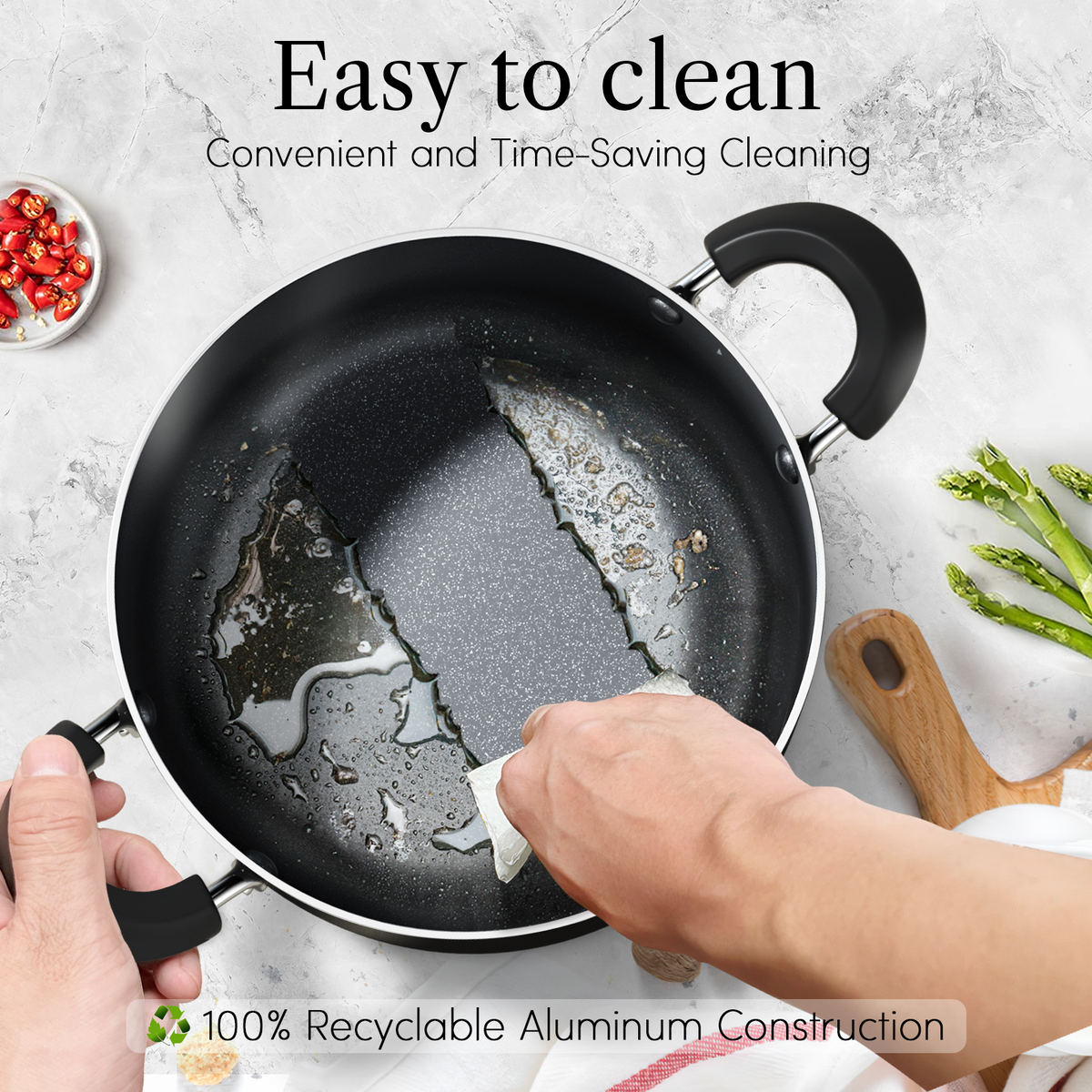 Cook N Home Basics Nonstick Saute Skillet Fry Pan 3-Piece Set, 8 inch/9.5-Inch/11-inch Non-Stick Frying Pans, Black