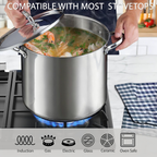 Stainless Steel 12-Quart 18/10 Stockpot with Steel Lid