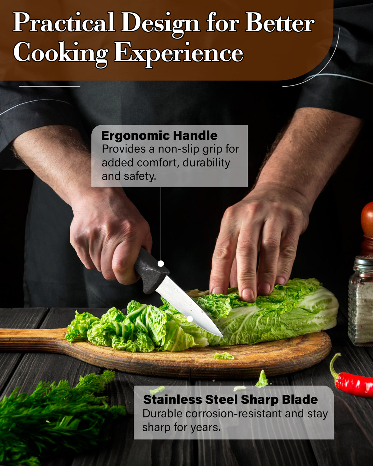 Cook N Home 4-Piece High Carbon Stainless Steel Paring Knife Set
