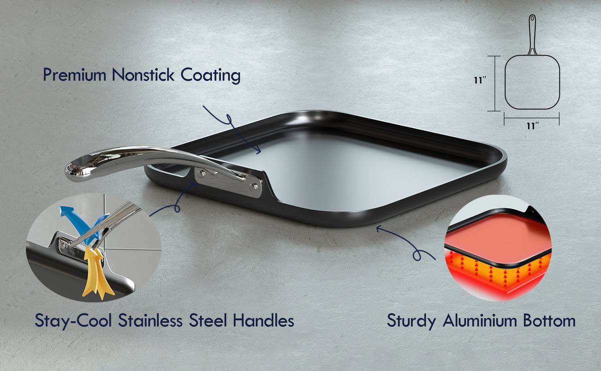 Cooks Standard 11-Inch Square Nonstick Griddle Pan