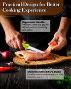 Cook N Home Boning Knife Set 2-Piece, 6-inch High Carbon German Stainless Steel Flexible Curved and Straight Stiff Boning Kitchen Knives, Ergonomic Handle, Green