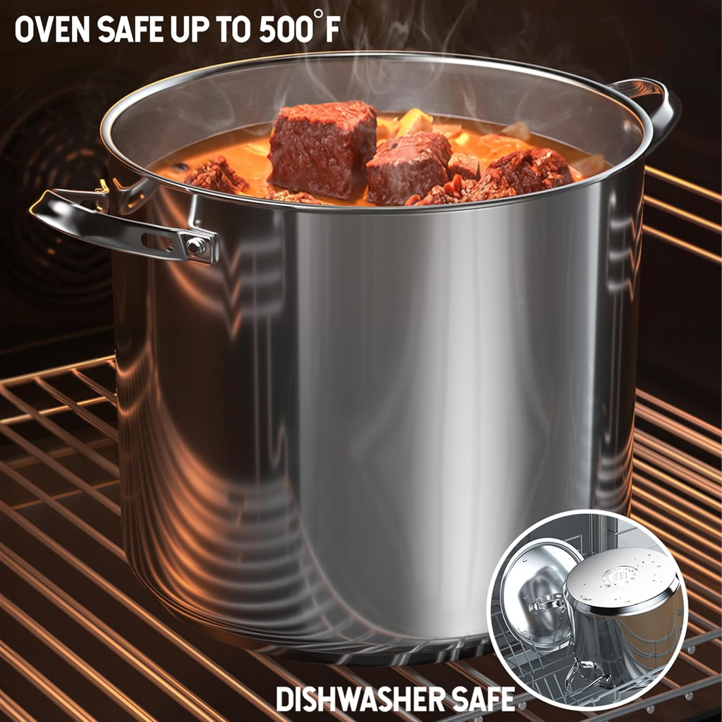 Stainless Steel 12-Quart 18/10 Stockpot with Steel Lid