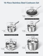 Cooks Standard 10-Piece Multi-Ply Clad Stainless Steel Cookware Set