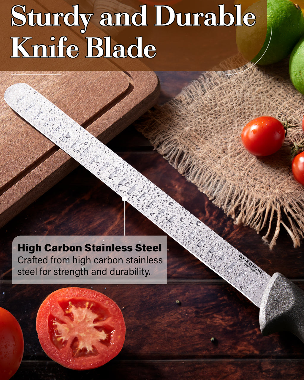 Cook N Home 11-Inch High Carbon Stainless Steel Slicing Carving Knife
