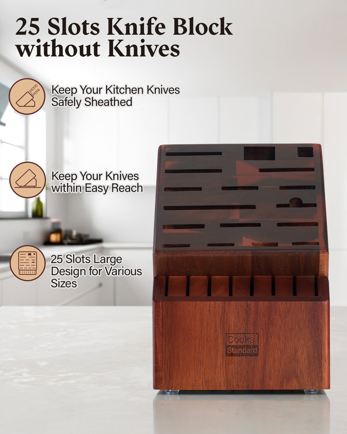 Cooks Standard X-Large 25-Slot Acacia Wood Knife Block