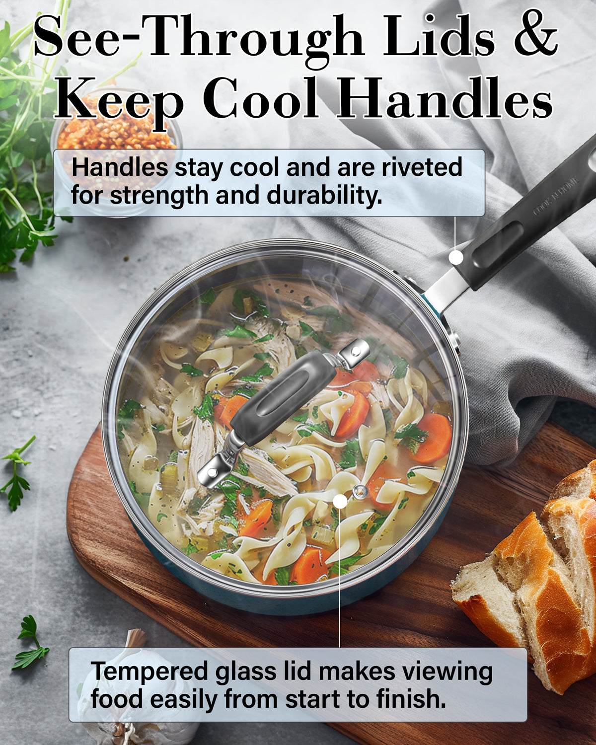 Cook N Home 12-Piece Nonstick Cookware Set, Turquoise