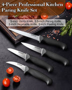Cook N Home 4-Piece High Carbon Stainless Steel Paring Knife Set