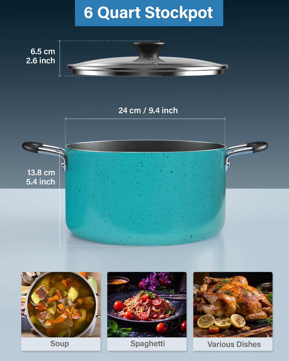 Cook N Home 6-Quart Nonstick Stockpot with Glass Lid