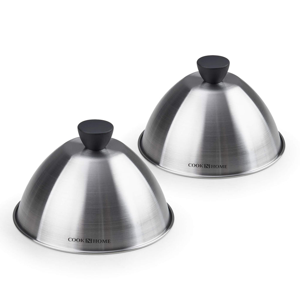 Cook N Home Stainless Steel Grill Cooking Steaming Dome lid, 2 Pack, 6 inches, Silver