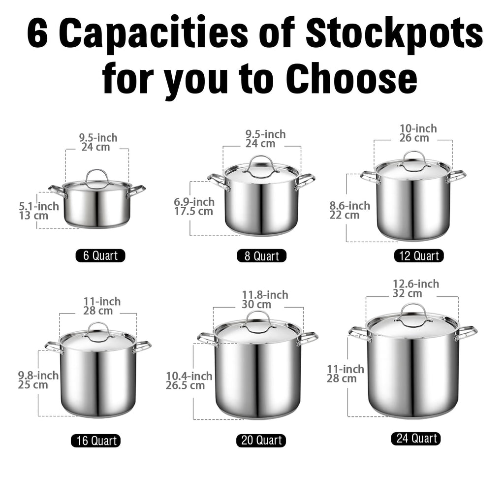 Cooks Standard 8-Quart 18/10 Stainless Steel Stockpot with Lid, Induction Compatible