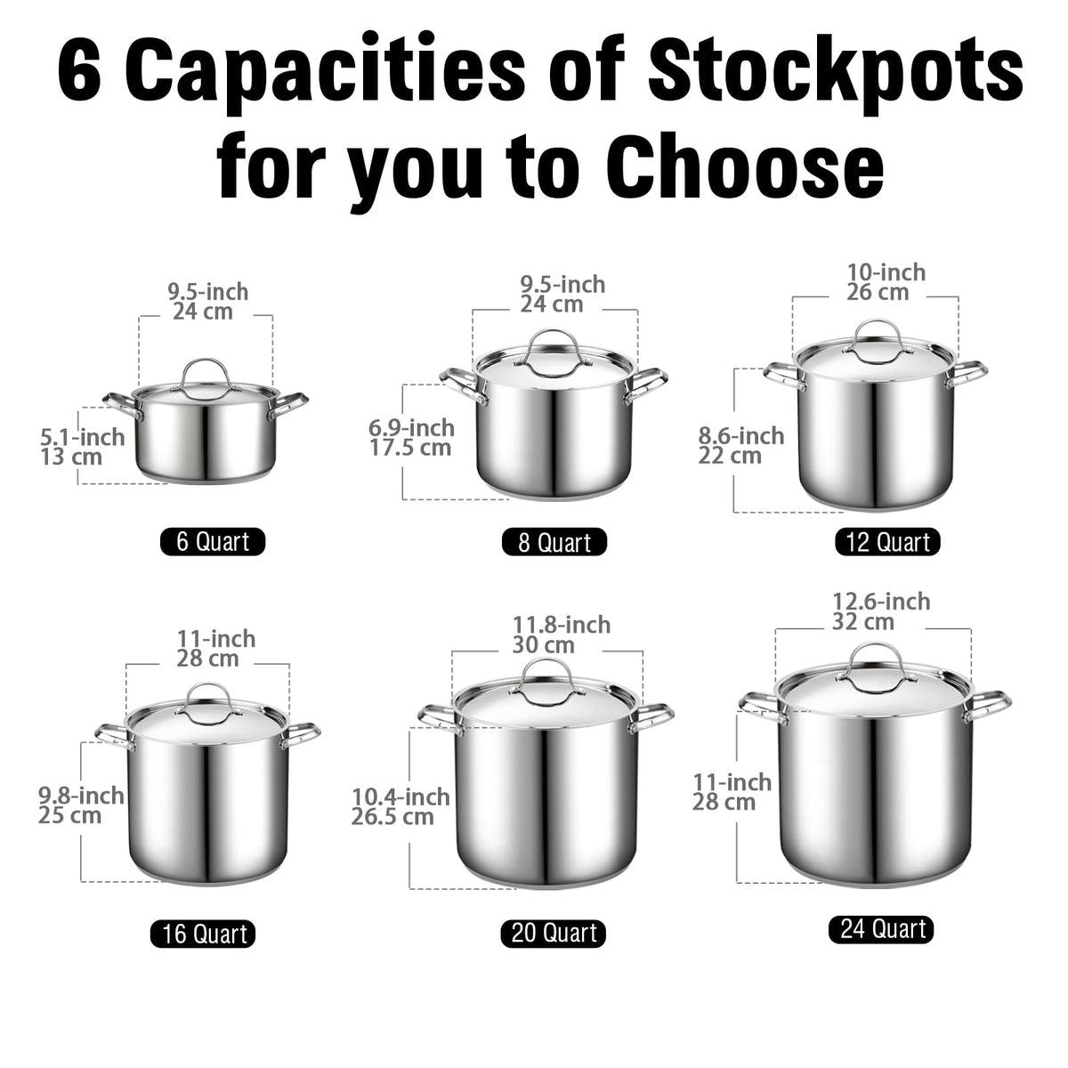 Cooks Standard 8-Quart 18/10 Stainless Steel Stockpot with Lid, Induction Compatible