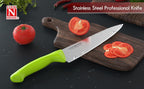 Cook N Home Chef's Knife Multi-Purpose 8-Inch, Straight Edge High Carbon German Stainless Steel Sharp Kitchen Knife, Ergonomic Handle, Green