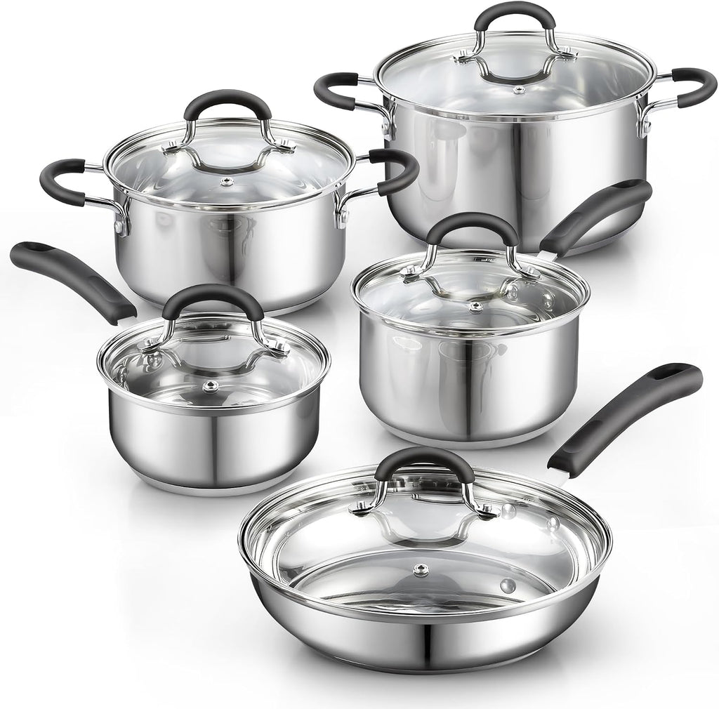 Cook N Home 10-Piece Stainless Steel Cookware Set