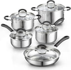 Cook N Home 10-Piece Stainless Steel Cookware Set