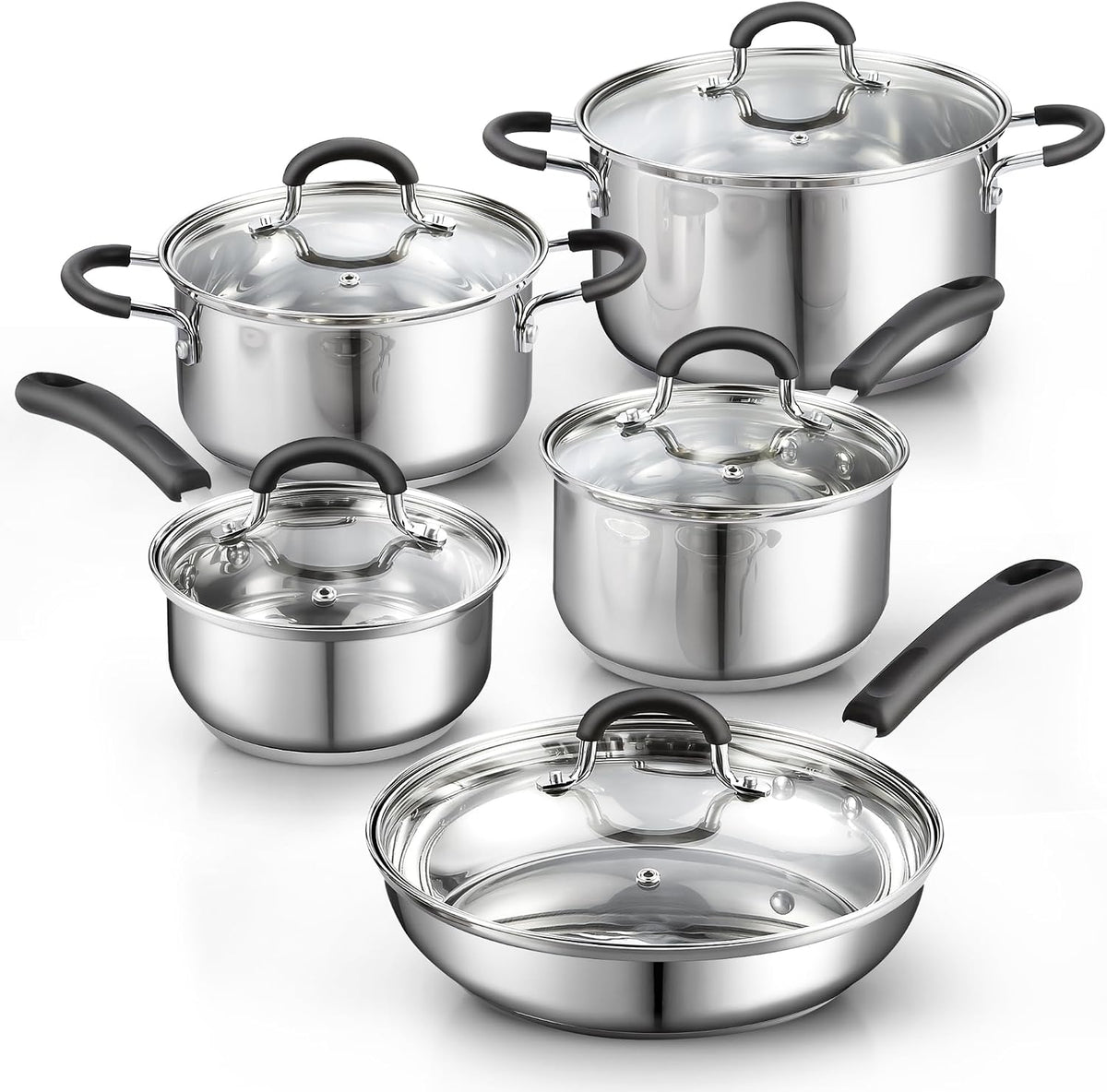 Cook N Home 10-Piece Stainless Steel Cookware Set