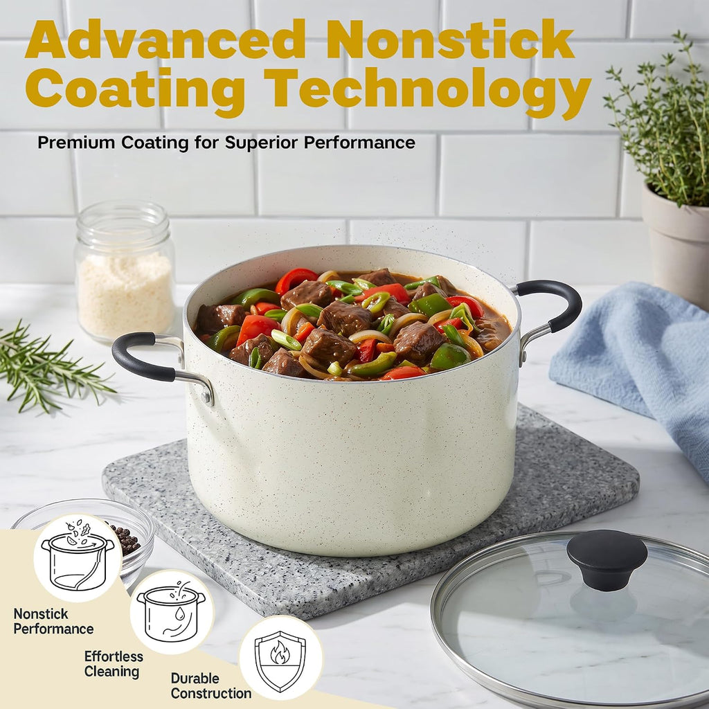 Cook N Home Non Stick Stock Pot with Lid, Large Pots for Cooking