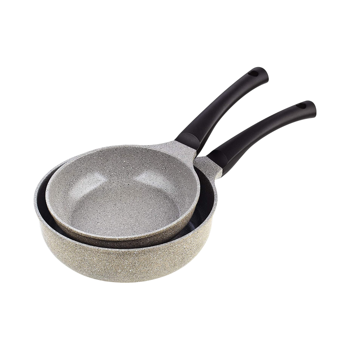Cook N Home 2-Piece Ceramic Marble Nonstick Sauté Pan Set, 8" & 9.5