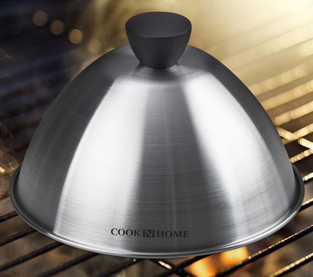 Cook N Home Stainless Steel Grill Cooking Steaming Dome lid, 2 Pack, 6 inches, Silver