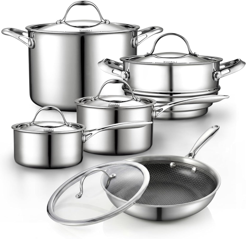 Cooks Standard 10-Piece Multi-Ply Clad Stainless Steel Cookware Set
