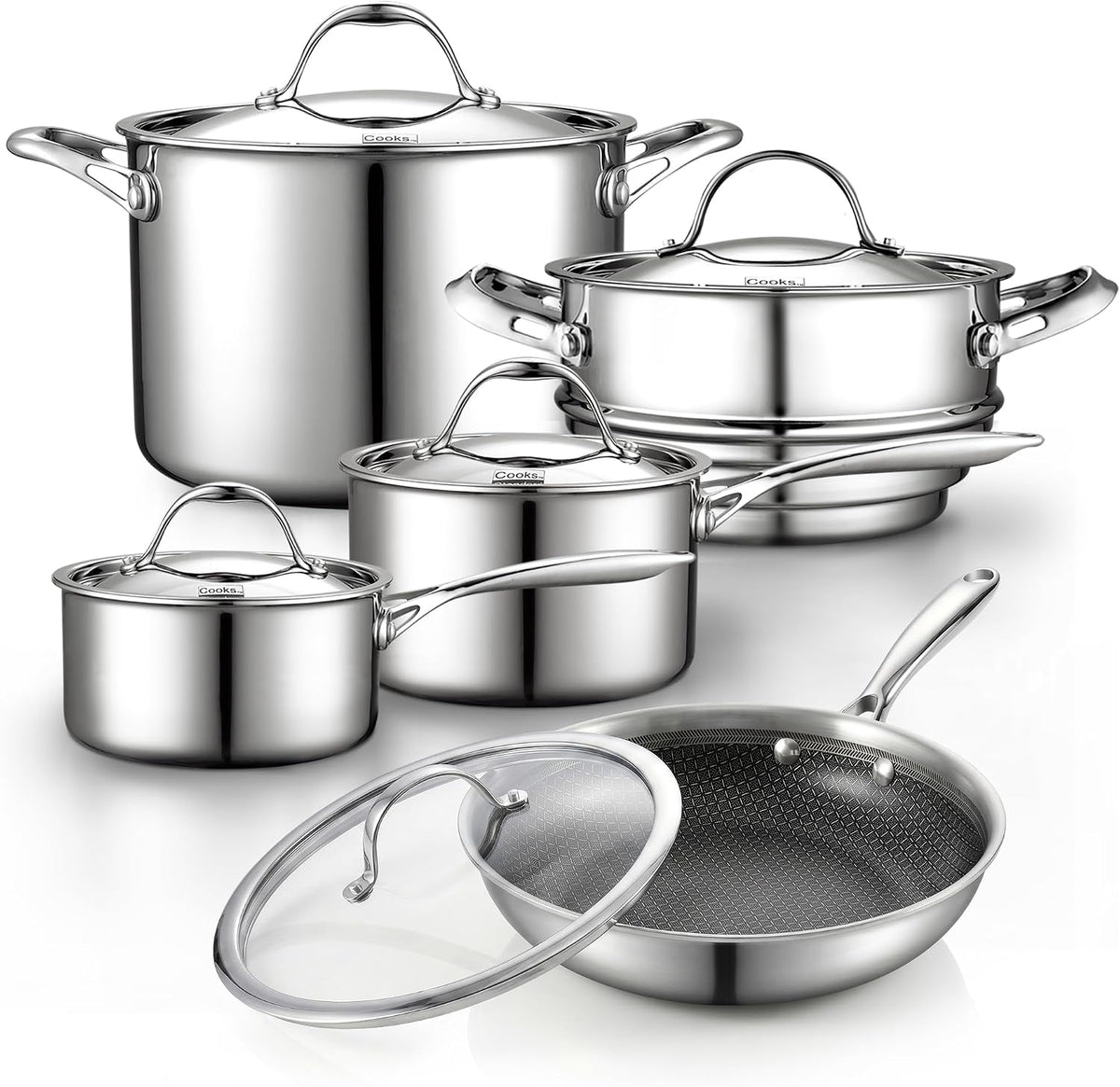 Cooks Standard 10-Piece Multi-Ply Clad Stainless Steel Cookware Set