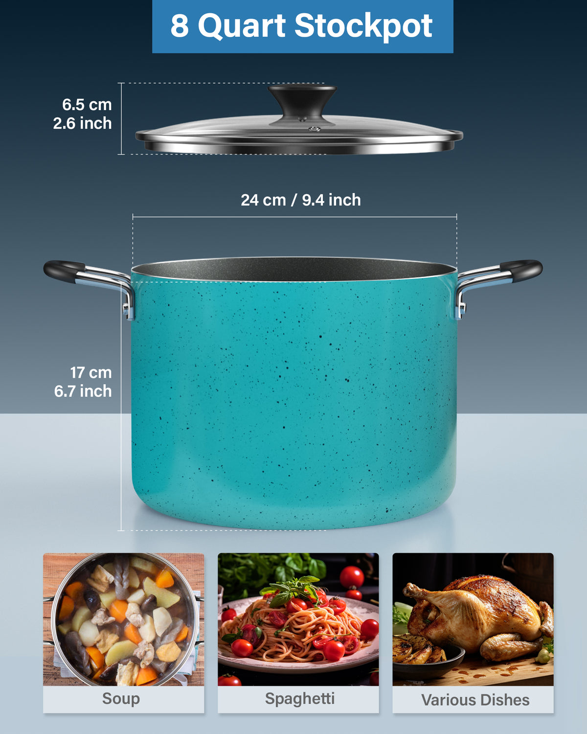 Cook N Home 8-Quart Nonstick Stockpot with Glass Lid