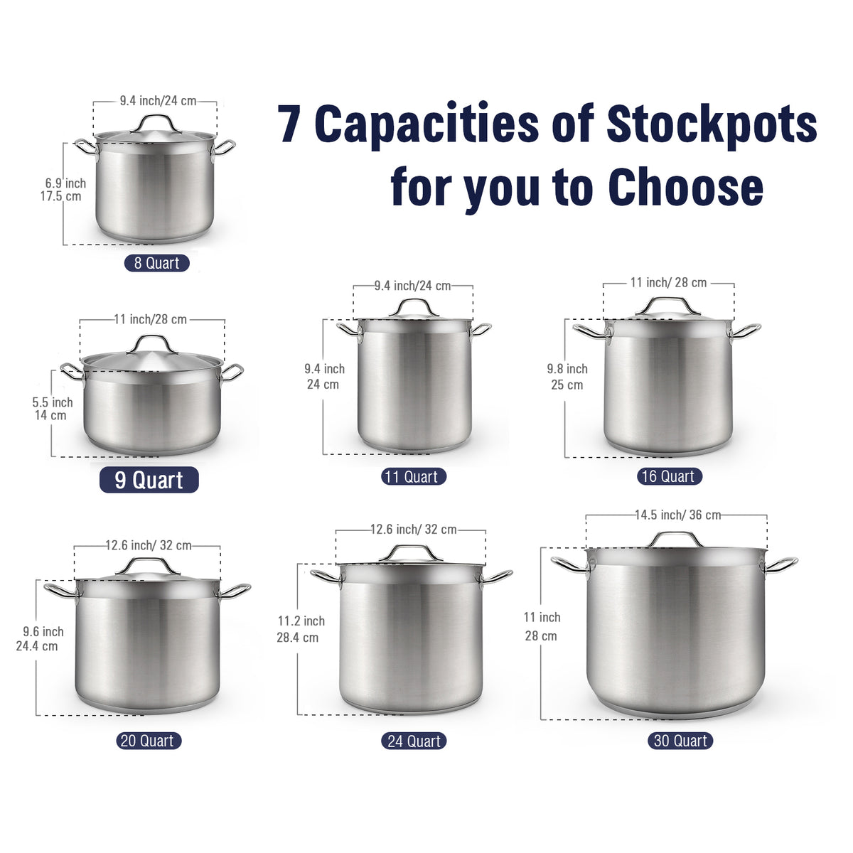 Cooks Standard 9-Quart Stainless Steel Dutch Oven Casserole with Lid