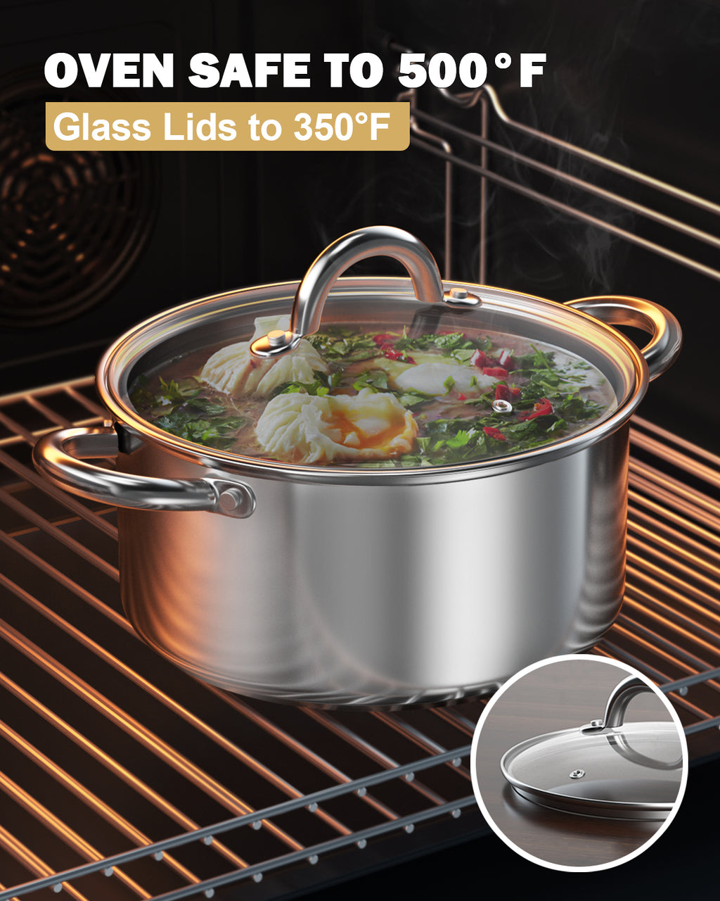 Cook N Home 6-Piece Stainless Steel Cookware Set