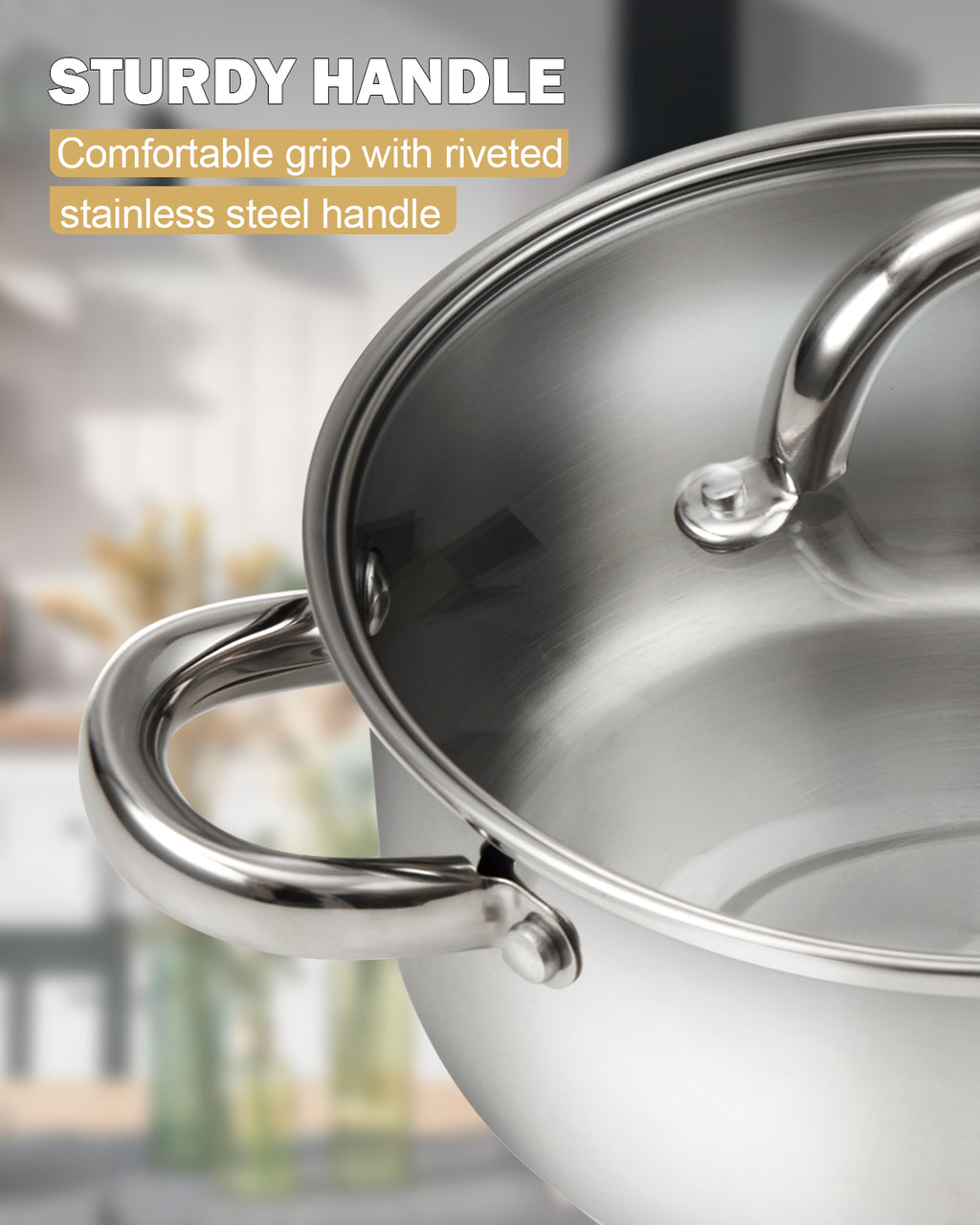 Cook N Home 5-Quart 18/10 Stainless Steel Stockpot with Glass Lid