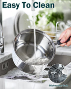 Cook N Home Saucepan Set Sauce Pot With Lid 1QT and 2QT Stainless Steel, Stay Cool Handle, silver