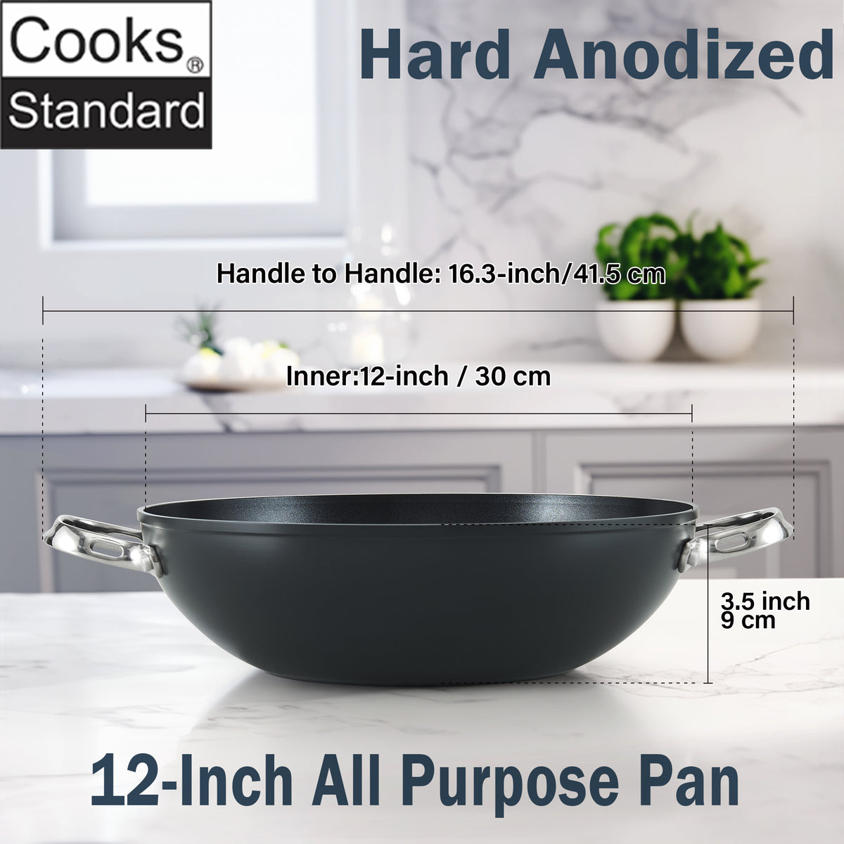 Cooks Standard 5-Quart Hard Anodized Nonstick Everyday Pan with Glass Lid