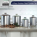 Cooks Standard 4-Piece Airtight Stainless Steel Kitchen Canister Set