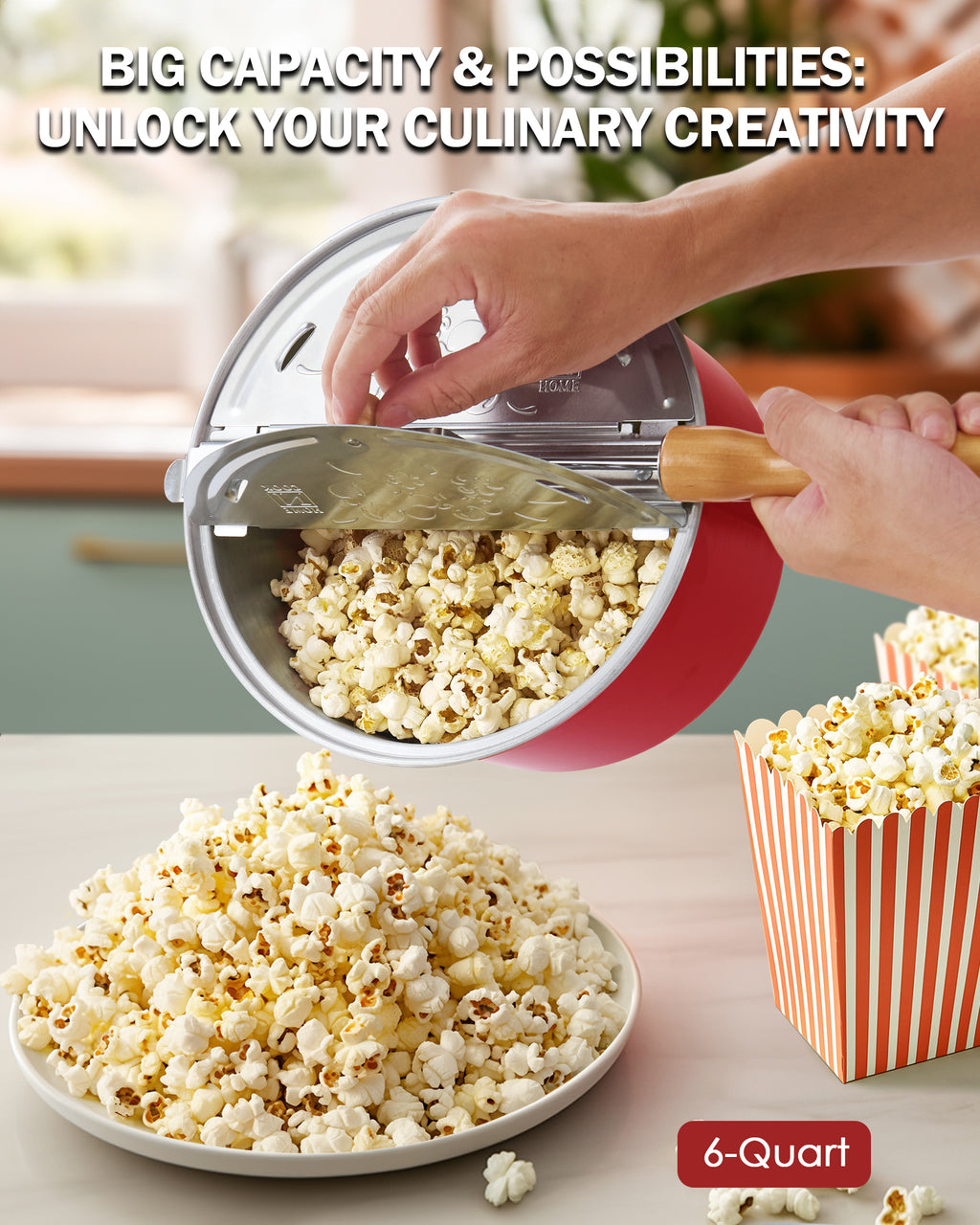 Cook N Home 6-Quart Stovetop Popcorn Popper
