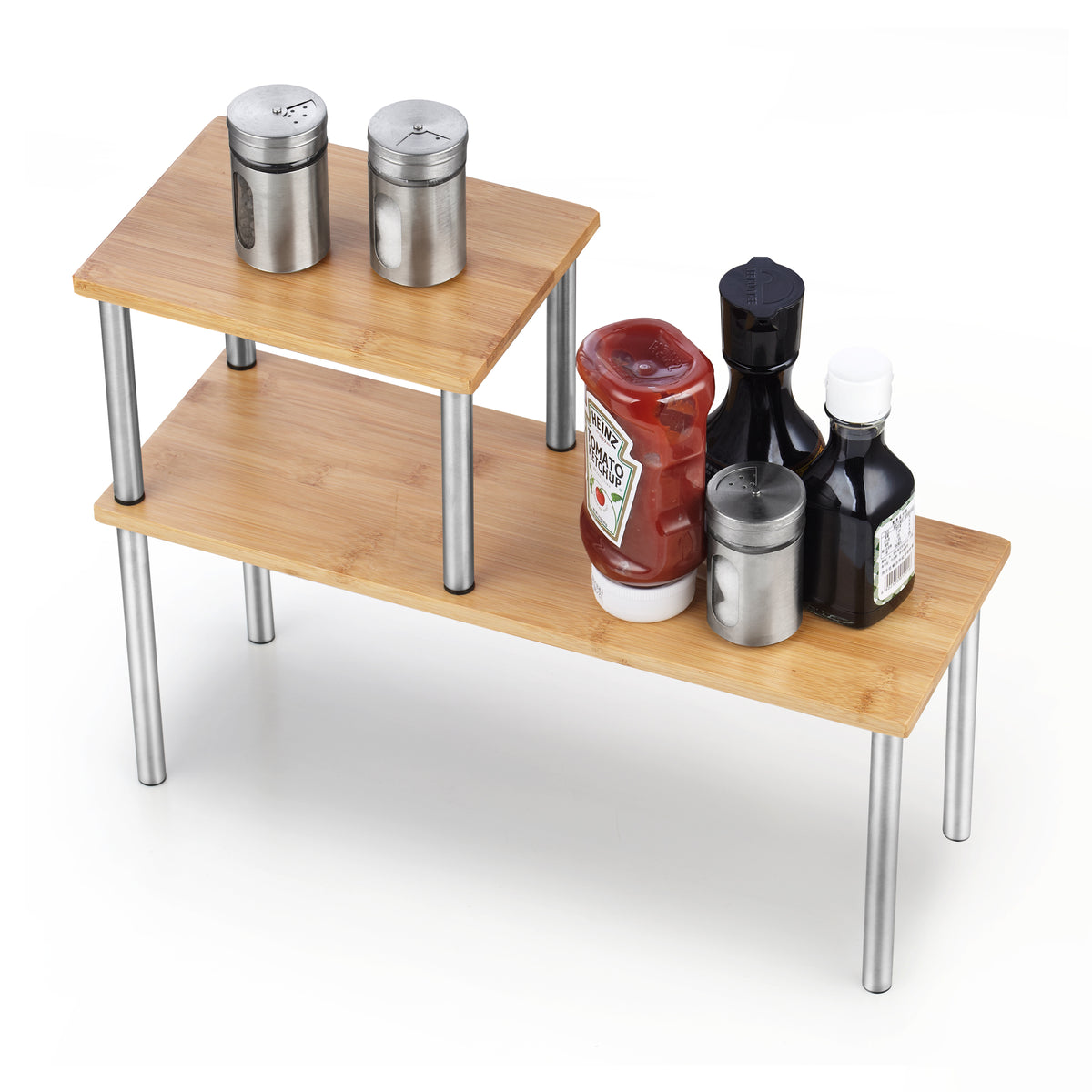 Cook N Home Storage Shelf Organizer, 2 Tier, Bamboo