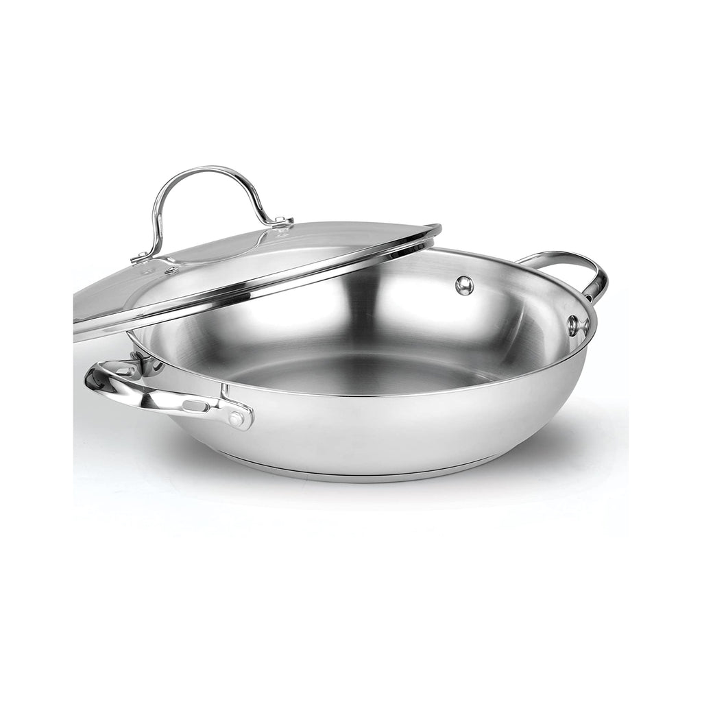 Cooks Standard 12-Inch Stainless Steel Wok Stir Fry Pan with Glass Lid