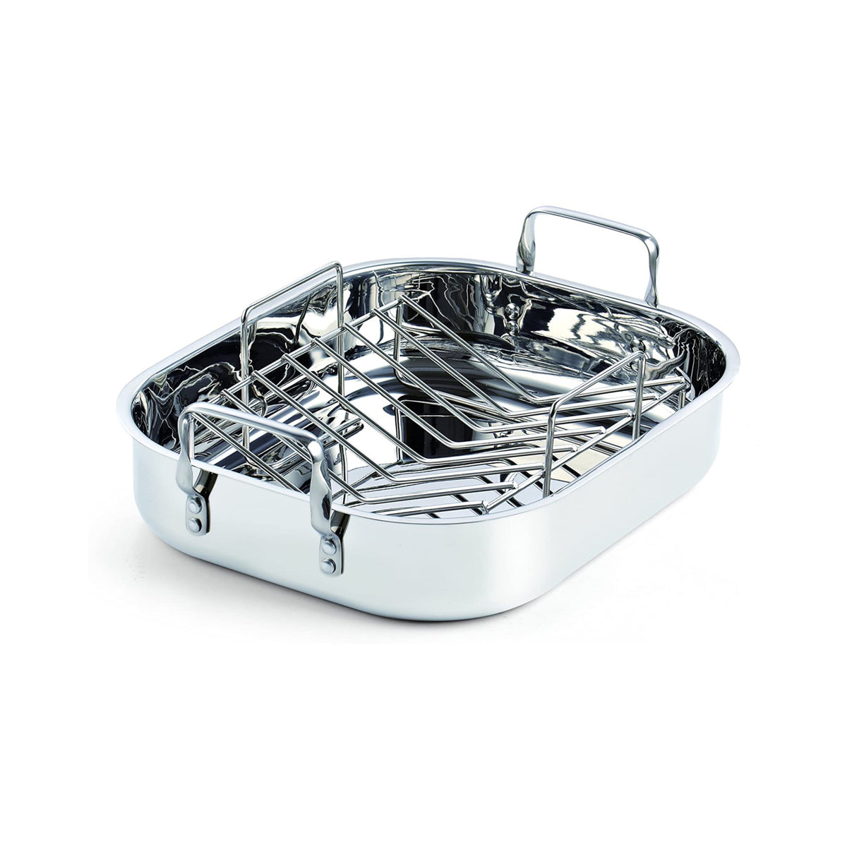 Cooks Standard 16-Inch Stainless Steel Roaster Pan with V-Rack, 12-Quart, Oven Safe