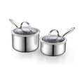 Cooks Standard Stainless Steel Saucepan Set, 1.5 & 3-Quart, Multi-Ply Clad with Glass Li