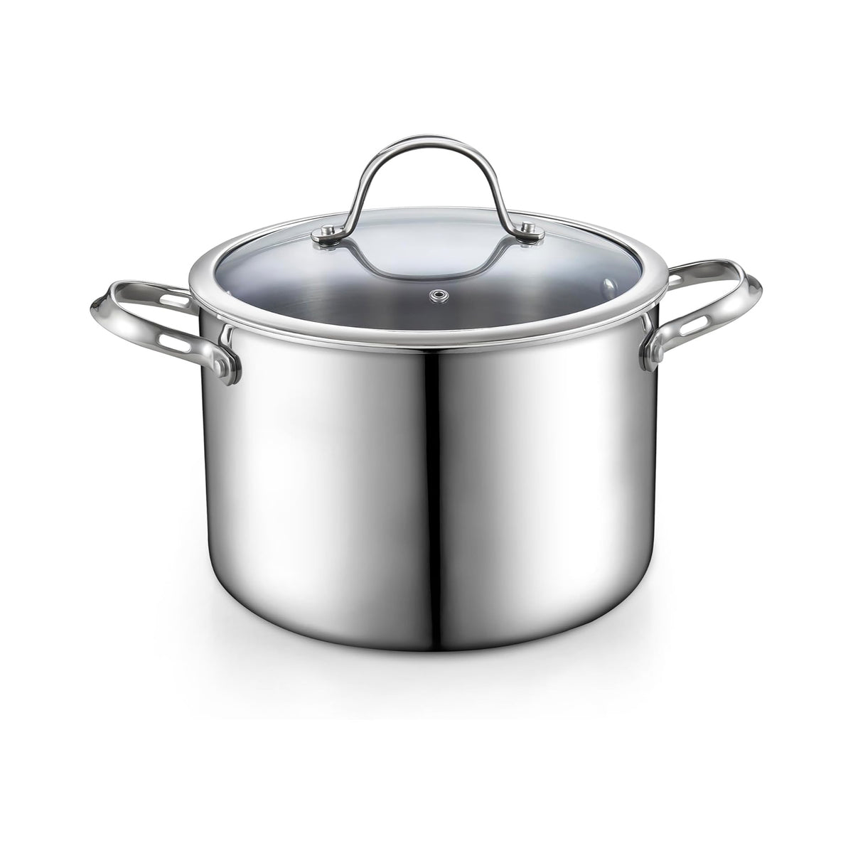 Cooks Standard 8-Quart Tri-Ply Clad Stainless Steel Stockpot with Glass Lid