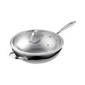 Cooks Standard 12-Inch Multi-Ply Clad Stainless Steel Wok with Glass Lid